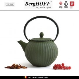 Заварочный чайник STUDIO чугунный с ситечком, 1.3 л, цвет темно-зеленый, BergHOFF