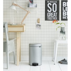 Бак мусорный с педалью, 12 л, H 40, цвет серый металлик, серия New Icon, Brabantia