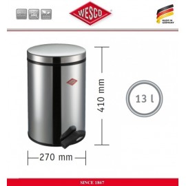 Бак для мусора BIN 111, 13 литров, цвет красный, сталь, Wesco