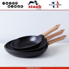 Сковорода Pan чугунная с деревянной ручкой, D 26 см, эмаль, Staub