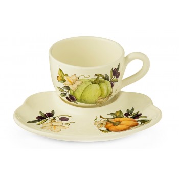 Чашка на блюдце-подносе Итальянские фрукты, 500 мл, Nuova Cer