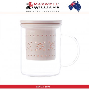 Заварочная кружка Lille с ситечком и крышкой, 350 мл, розовый, стекло жаропрочное, фарфор, Maxwell & Williams