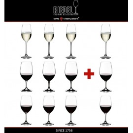 Большой набор бокалов "PAY 9 GET 12" для красных, белых вин и шампанского, машинная выдувка, OUVERTURE, RIEDEL