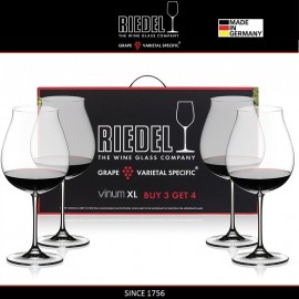 Набор бокалов "PAY 3 GET 4" для красных вин Pinot Noir, 800 мл, серия Vinum XL, Riedel