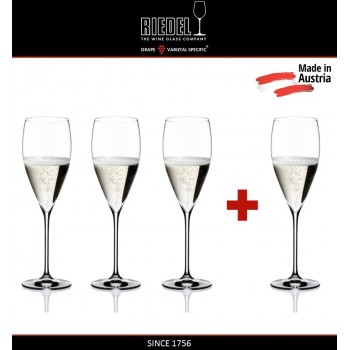 Набор бокалов "PAY 3 GET 4" для шампанского, 340 мл, машинная выдувка, VINUM XL, RIEDEL