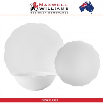 Комплект обеденной посуды White Rose с волнистым краем, 12 предметов на 4 персоны, фарфор, Maxwell & Williams