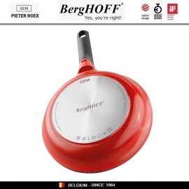 GEM Red Антипригарная сковорода-сотейник со съемной ручкой, 3.3 л, D 24 см, BergHOFF
