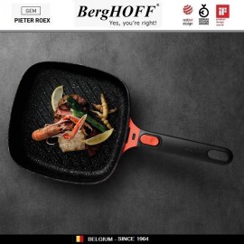 GEM Red Антипригарная сковорода-гриль со съемной ручкой, 28 см, BergHOFF