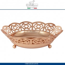 Ваза для конфет (печенья) ажурная, цвет розовая позолота, D 21 см, Chinelli