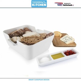 Набор для подачи хлеба и закусок, керамика, дерево, светло-голубой, Tomorrow's Kitchen