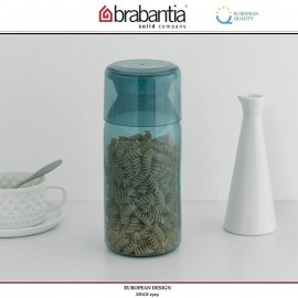 Банка STORAGE с мерным стаканом, 1300 мл, стекло, голубой, Brabantia