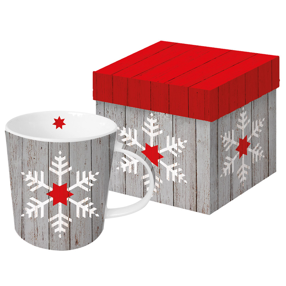 Кружка в подарочной упаковке snowflake on wood, Paperproducts Design