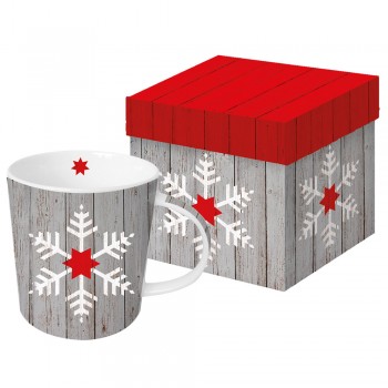Кружка в подарочной упаковке snowflake on wood, Paperproducts Design