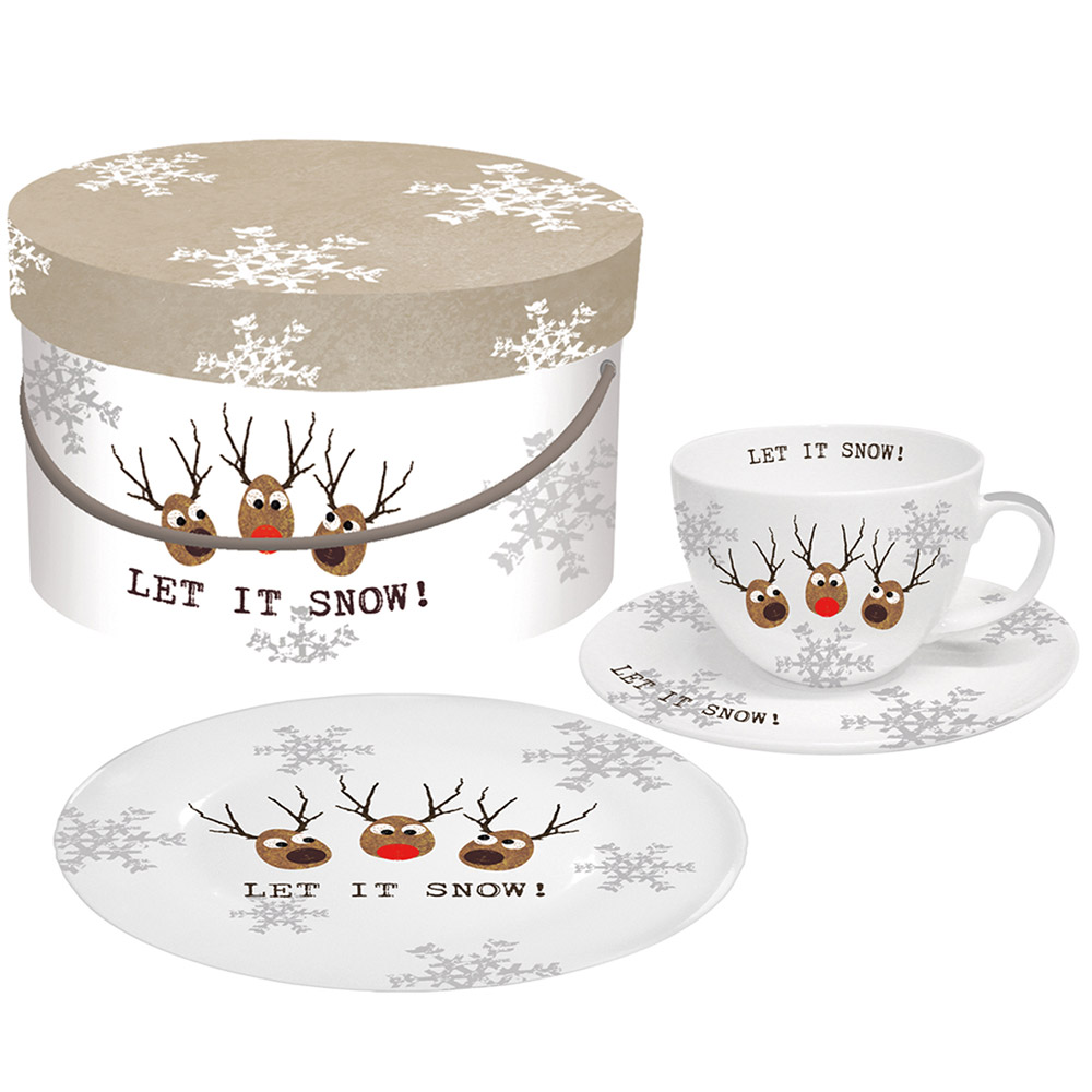 Набор чашка+блюдце+десертная тарелка в подарочной коробке oh! let it snow!, Paperproducts Design
