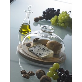 Поднос для сыра с крышкой, D 16 см, H 11 см, бук, стекло, Trendglas, Венгрия