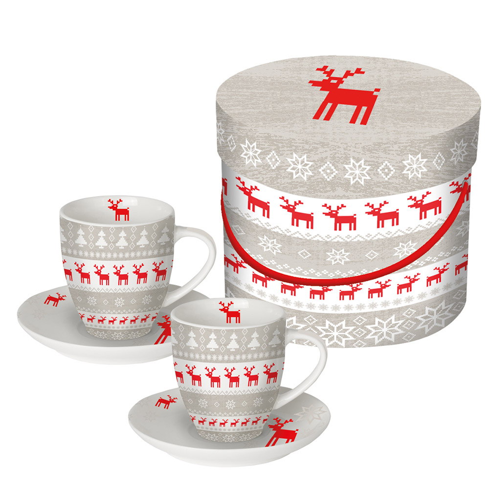Набор чашек для эспрессо в подарочной коробке magic christmas серый, Paperproducts Design