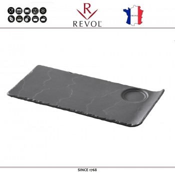 Блюдо BASALT для подачи с выемкой под кружку (соусник), 29 x 13 см, REVOL