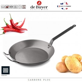 Профессиональная сковорода Carbone Plus, D 36 см, H 5.1 см, карбоновая сталь, de Buyer