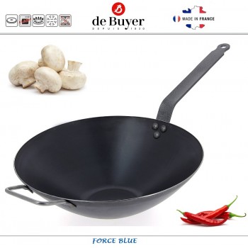 Вок Force Blue, D 32 см, голубая сталь, de Buyer