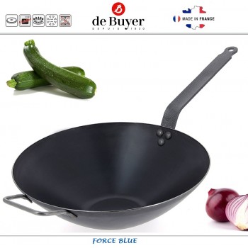 Вок Force Blue, D 40 см, голубая сталь, de Buyer