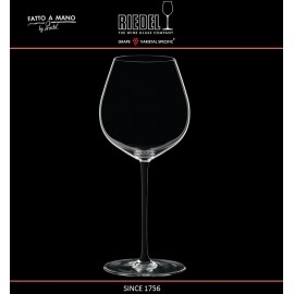 Бокал для красных вин Pinot Noir, объем 705 мл, черная ножка, ручная выдувка, FATTO A MANO, RIEDEL