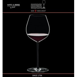 Бокал для красных вин Pinot Noir, объем 705 мл, черная ножка, ручная выдувка, FATTO A MANO, RIEDEL