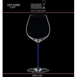 Бокал для красных вин Pinot Noir, объем 705 мл, синяя ножка, ручная выдувка, FATTO A MANO, RIEDEL
