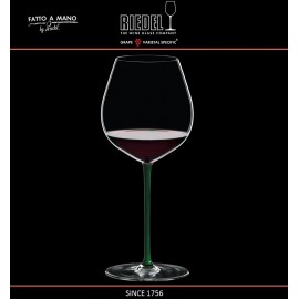 Бокал для красных вин Pinot Noir, объем 705 мл,, зеленая ножка, ручная выдувка, FATTO A MANO, RIEDEL