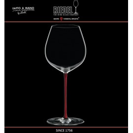 Бокал для красных вин Pinot Noir, объем 705 мл, красная ножка, ручная выдувка, FATTO A MANO, RIEDEL
