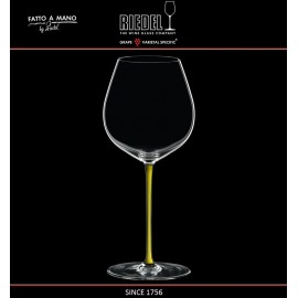 Бокал для красных вин Pinot Noir, объем 705 мл, желтая ножка, ручная выдувка, FATTO A MANO, RIEDEL