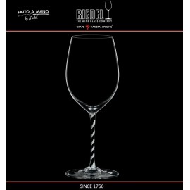 Бокал для красных вин Cabernet и Merlot, объем 625 мл, черно-белая ножка, ручная выдувка, FATTO A MANO, RIEDEL