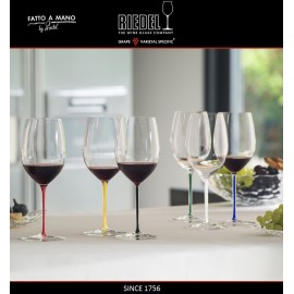 Бокал для красных вин Cabernet и Merlot, объем 625 мл, зеленая ножка, ручная выдувка, FATTO A MANO, RIEDEL