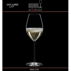 Бокал для шампанского и игристых вин, объем 445 мл, черная ножка, ручная выдувка, FATTO A MANO, RIEDEL