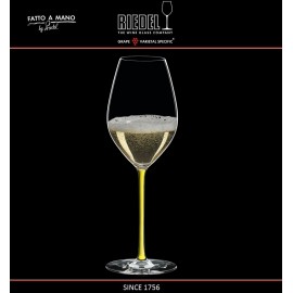 Бокал для шампанского и игристых вин, объем 445 мл, желтая ножка, ручная выдувка, FATTO A MANO, RIEDEL