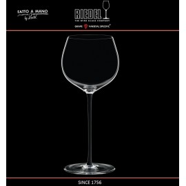 Бокал для белых вин Chardonnay, объем 620 мл, черная ножка, ручная выдувка, FATTO A MANO, RIEDEL