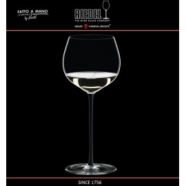 Бокал для белых вин Chardonnay, объем 620 мл, черная ножка, ручная выдувка, FATTO A MANO, RIEDEL