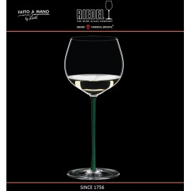 Бокал для белых вин Chardonnay, объем 620 мл, зеленая ножка, ручная выдувка, FATTO A MANO, RIEDEL