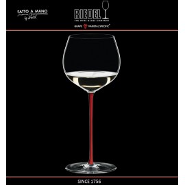 Бокал для белых вин Chardonnay, объем 620 мл, красная ножка, ручная выдувка, FATTO A MANO, RIEDEL