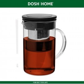 Заварочный кувшин GRUS с фильтром для чая и горячих напитков, 0.8 литра, термостойкое стекло, DOSH
