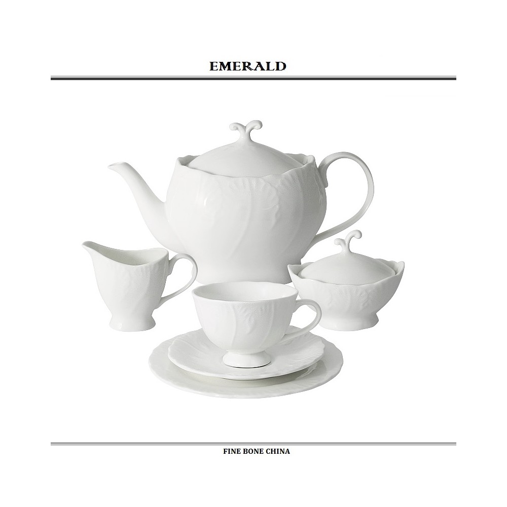 Чайный сервиз La Place Blanche, 21 предмет на 6 персон, костяной фарфор, Emerald