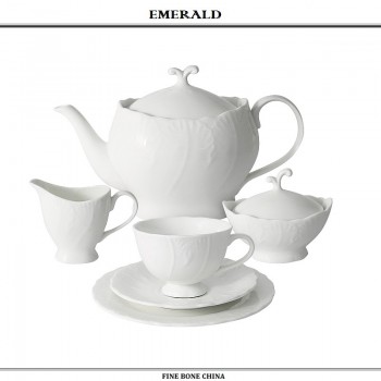 Чайный сервиз La Place Blanche, 21 предмет на 6 персон, костяной фарфор, Emerald