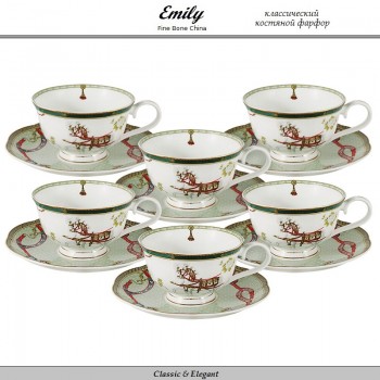 Набор чайных пар Edinburgh, 12 предметов на 6 персон, костяной фарфор, Emily