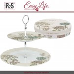 Ваза для десерта Botanica двухъярусная, фарфор, сталь, Easy Life