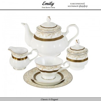 Чайный сервиз Leyla 21 предмет на 6 персон, костяной фарфор, Emily