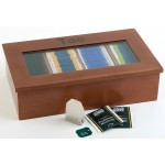 Коробка-шкатулка для чайных пакетиков, 4 ячейки, темное дерево, APS 