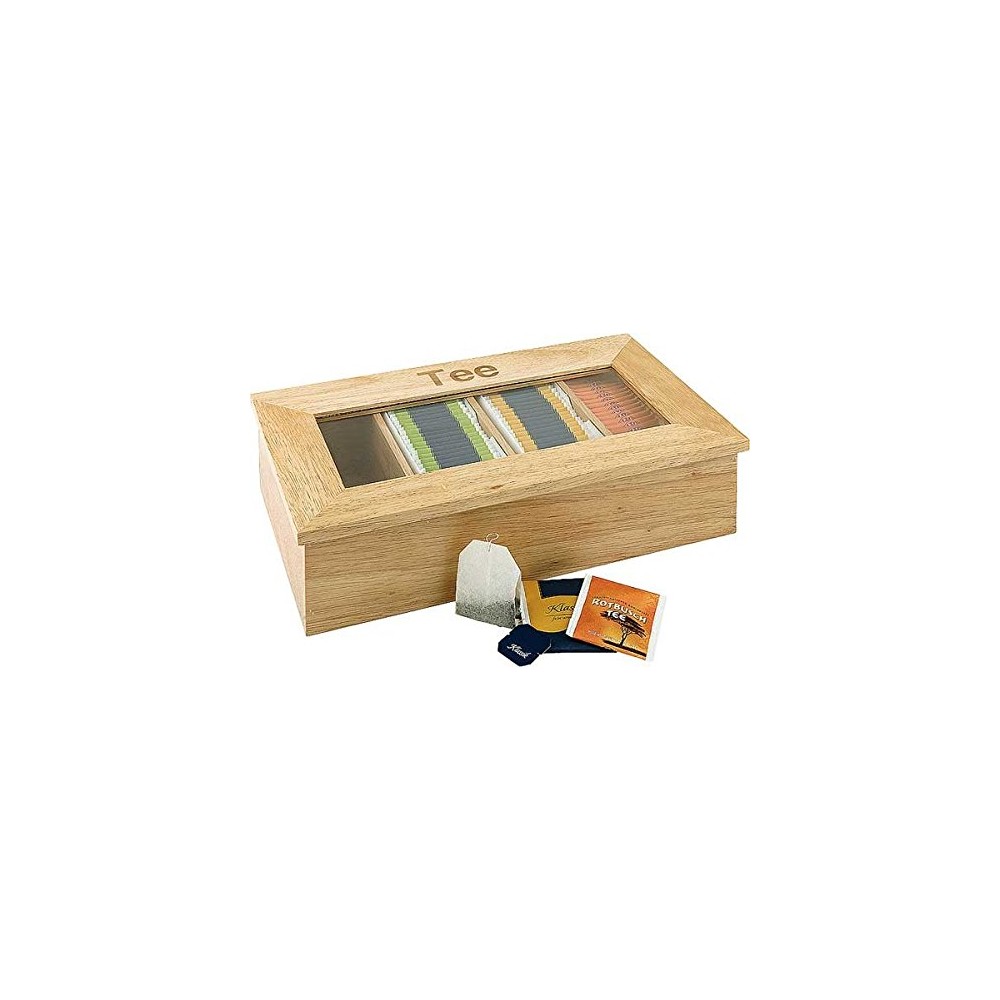 Коробка-шкатулка для чайных пакетиков, 4 ячейки, светлое дерево, APS 