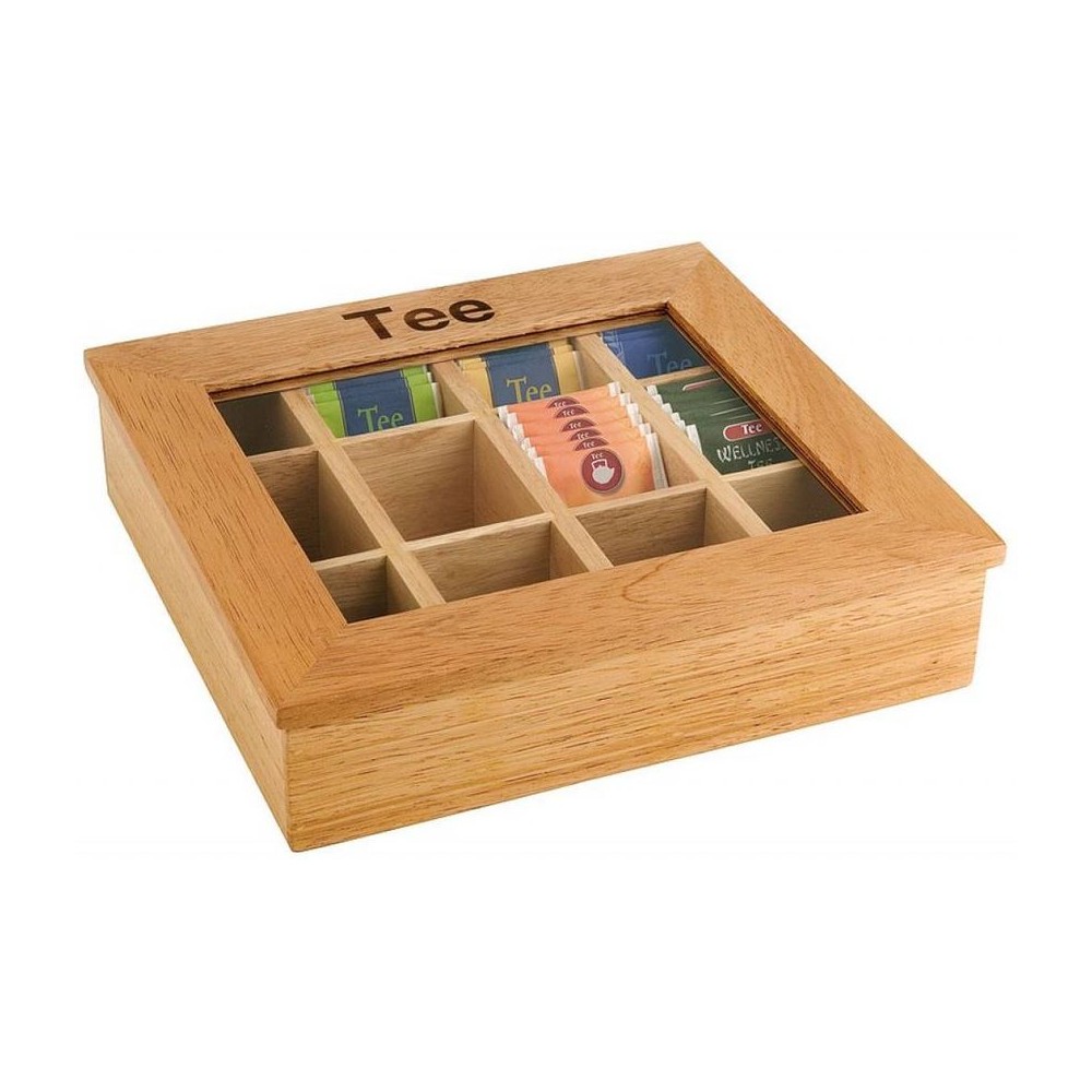 Коробка-шкатулка для чайных пакетиков, 12 ячеек, светлое дерево, APS 