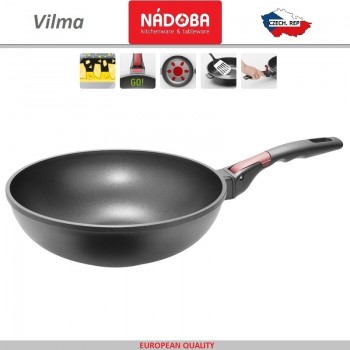 VILMA Антипригарный Вок со съемной ручкой, индукционное дно, D 28 см, минеральное покрытие, Nadoba