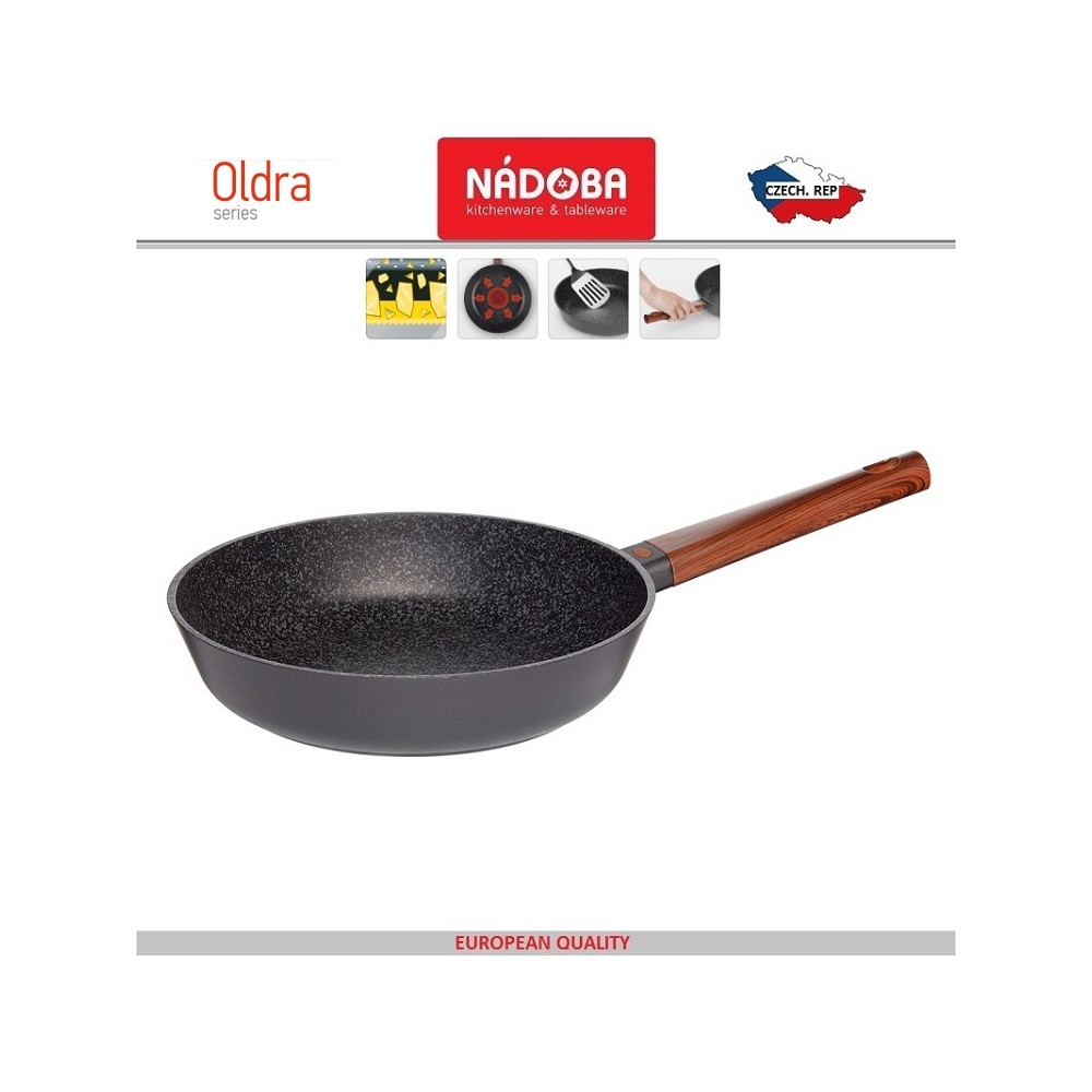 OLDRA Антипригарная сковорода, индукционное дно, D 26 см, минеральное покрытие, Nadoba