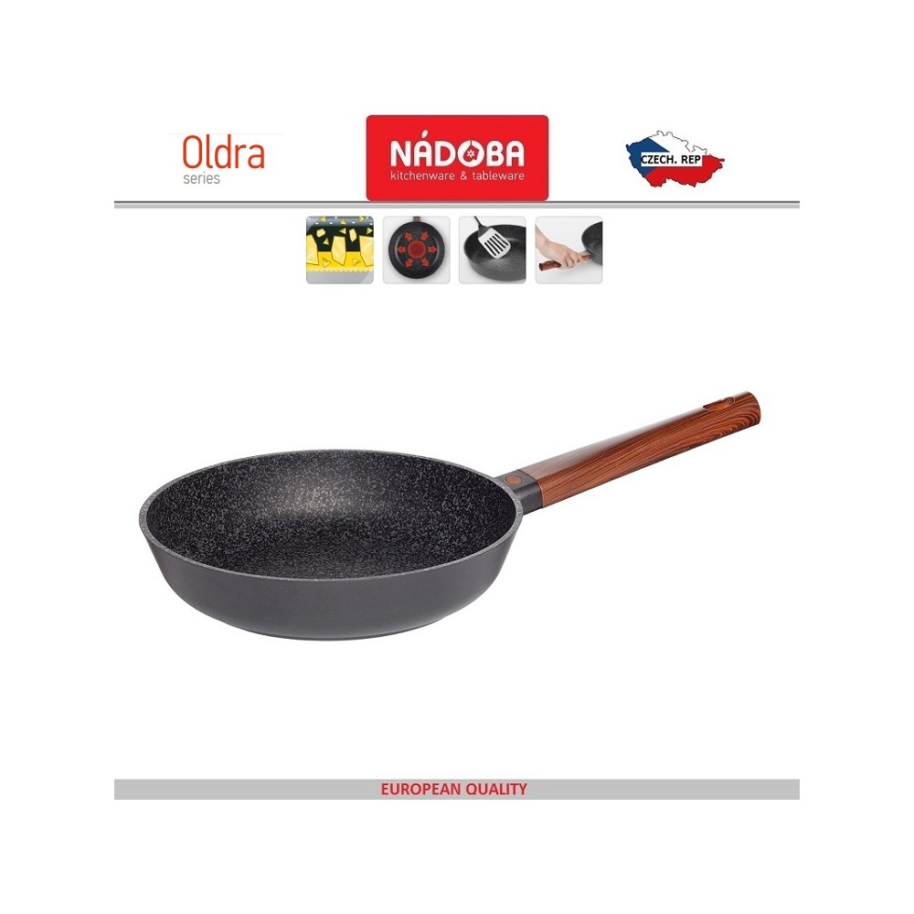 OLDRA Антипригарная сковорода, индукционное дно, D 24 см, минеральное покрытие, Nadoba